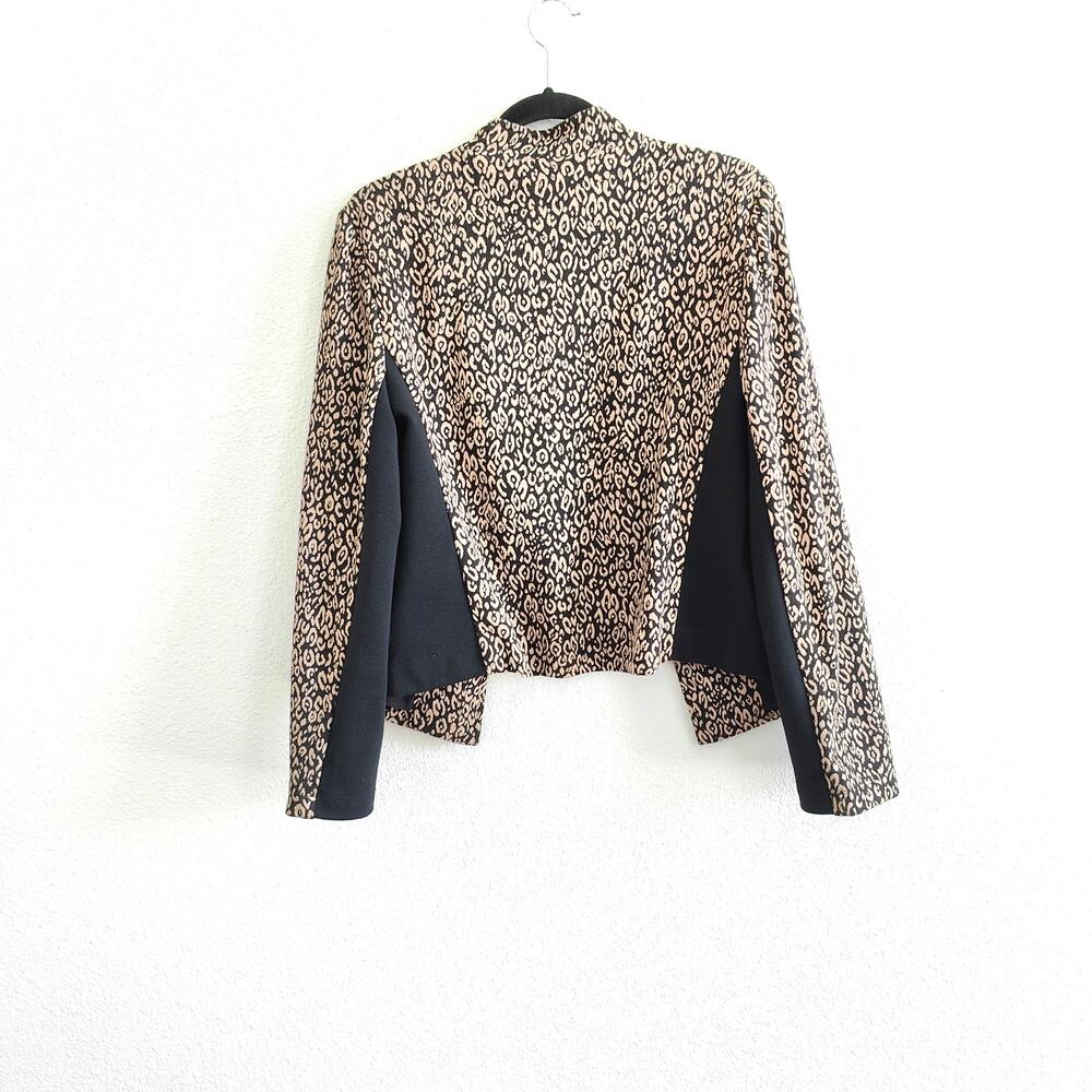 Chico's Size 2 US Large Leopard Print Black Open Front Blazer Jacket Stretch - Picture 5 of 8